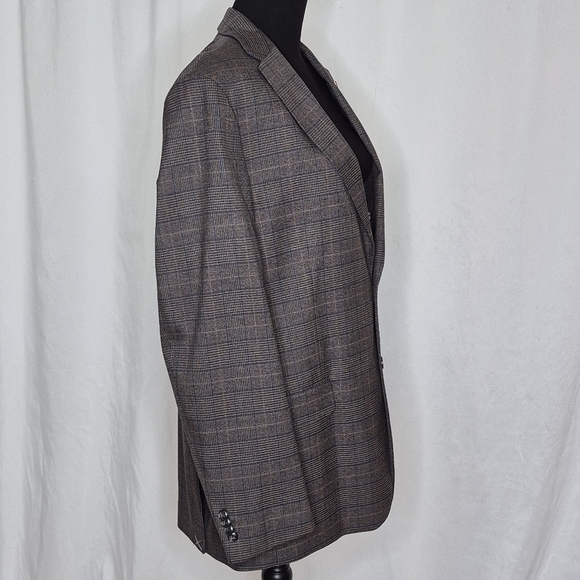 Tommy Hilfiger NWT THFLEX Modern Fit Brown Plaid Sport Coat - Size 44L - Picture 3 of 16